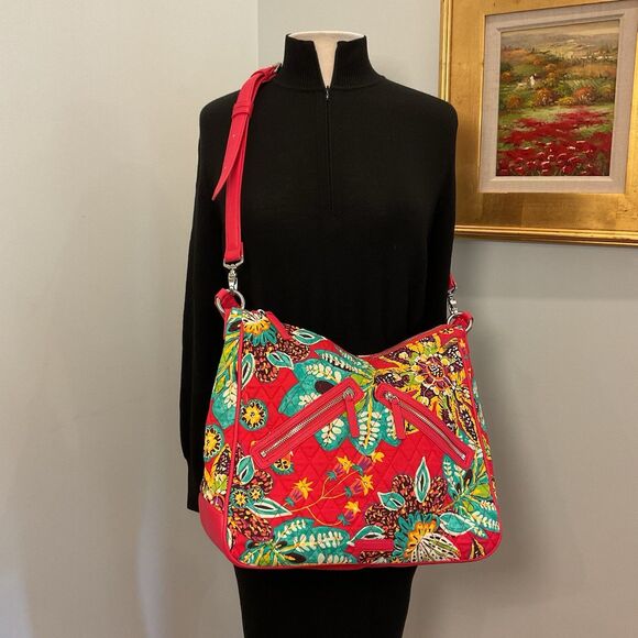 Vera Bradley Handbags - Vera Bradley Vivian Hobo Bag Rumba Red Floral Quilted Shoulder Purse NWT $88
